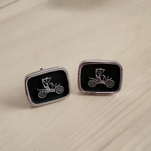 Old Timer Car Black and Silver Cufflinks